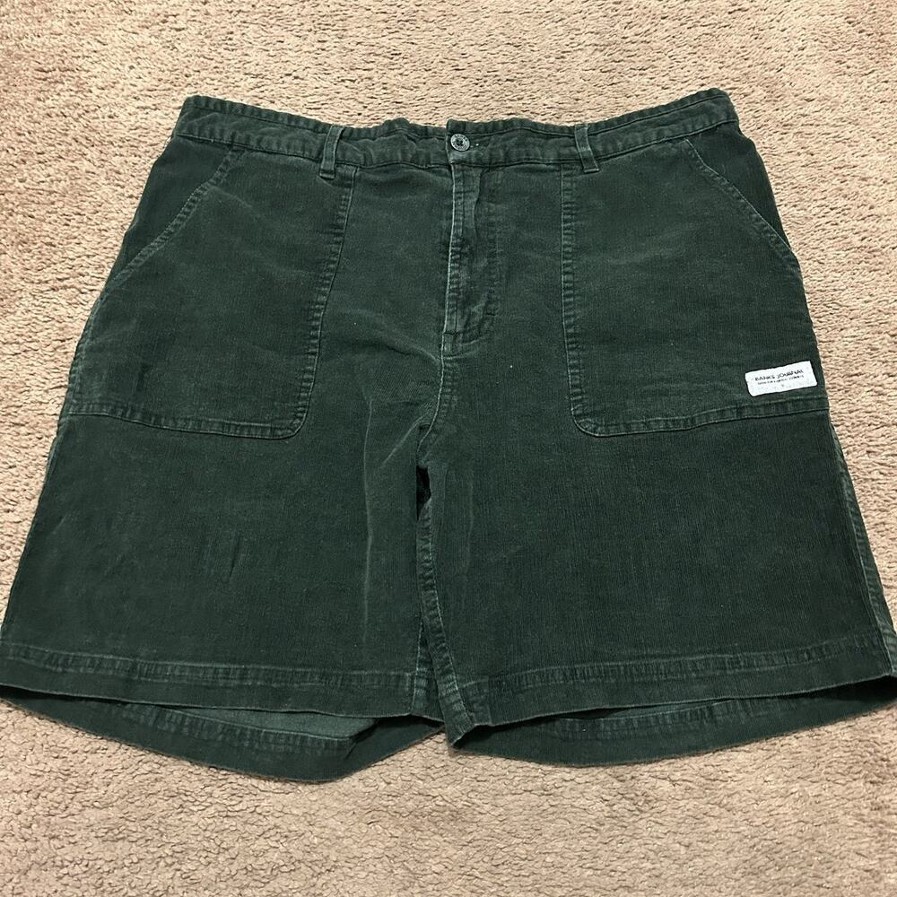 Banks Journal Shorts Mens 38 Green Corduroy Big Bear Walkshorts Casual 7" Inseam